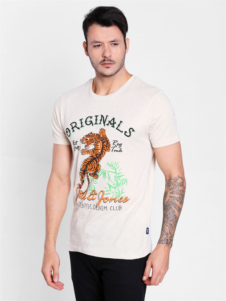 Jack n Jones Men Casual Wear Printed T-shirt